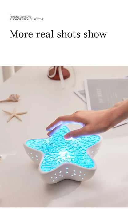 Starfish LED Night Light Rechargeable Table Lamp Northern Ocean Wave Projector Lights Romantic For Bedroom Desk Festival Decor