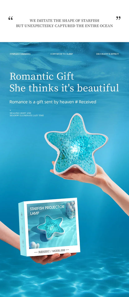 Starfish LED Night Light Rechargeable Table Lamp Northern Ocean Wave Projector Lights Romantic For Bedroom Desk Festival Decor
