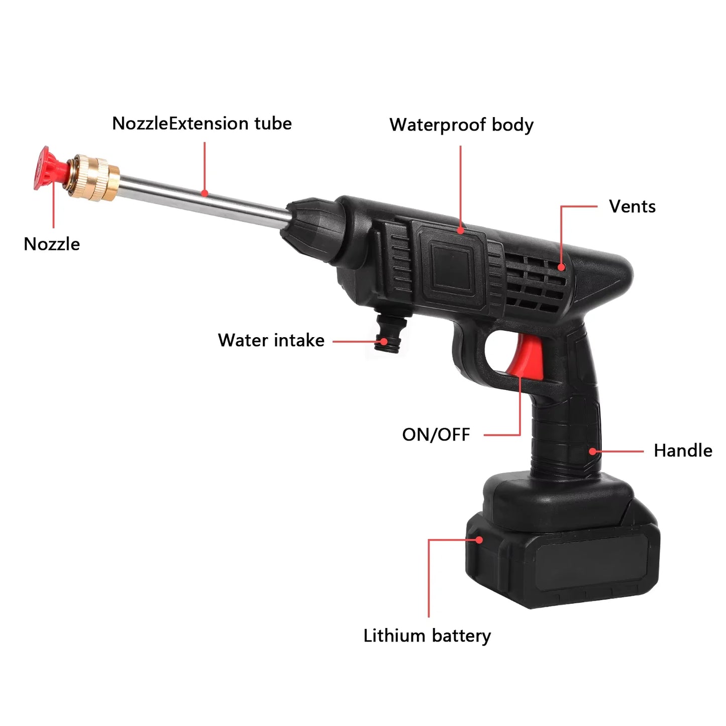 50Bar Cordless High Pressure lever Wash Spray Water Gun Car Wash Pressure Water washing Machine For Makita 24V Battery