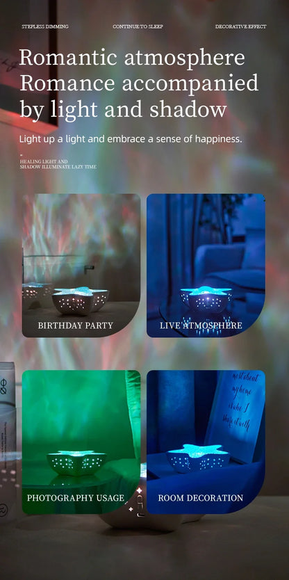 Starfish LED Night Light Rechargeable Table Lamp Northern Ocean Wave Projector Lights Romantic For Bedroom Desk Festival Decor