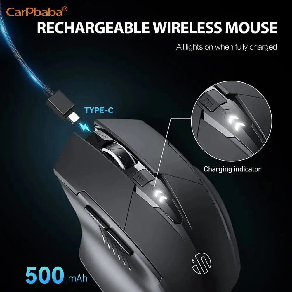 PM6 Wireless Mouse Rechargeable 2.4GHz USB Office Mute Bluetooth Mouse 6 High Effecient Buttons For PC Laptop Tablet Mobile