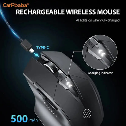 PM6 Wireless Mouse Rechargeable 2.4GHz USB Office Mute Bluetooth Mouse 6 High Effecient Buttons For PC Laptop Tablet Mobile