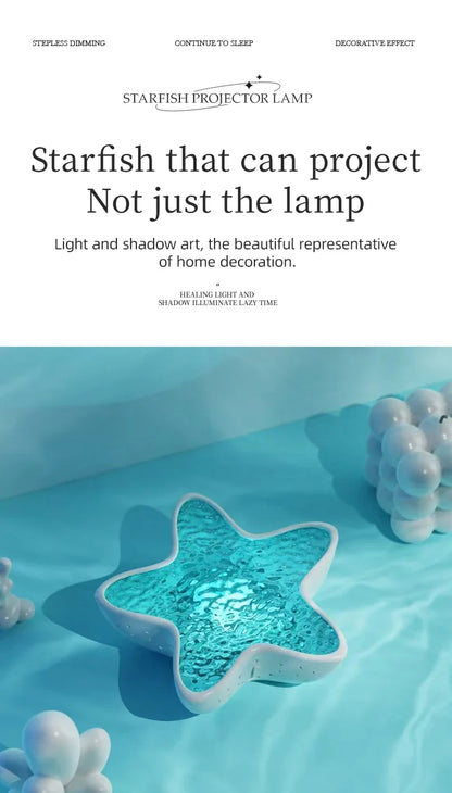 Starfish LED Night Light Rechargeable Table Lamp Northern Ocean Wave Projector Lights Romantic For Bedroom Desk Festival Decor