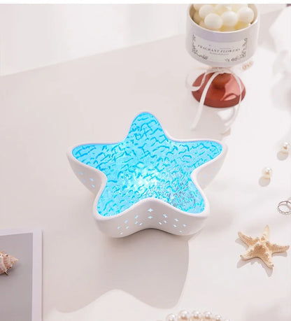 Starfish LED Night Light Rechargeable Table Lamp Northern Ocean Wave Projector Lights Romantic For Bedroom Desk Festival Decor