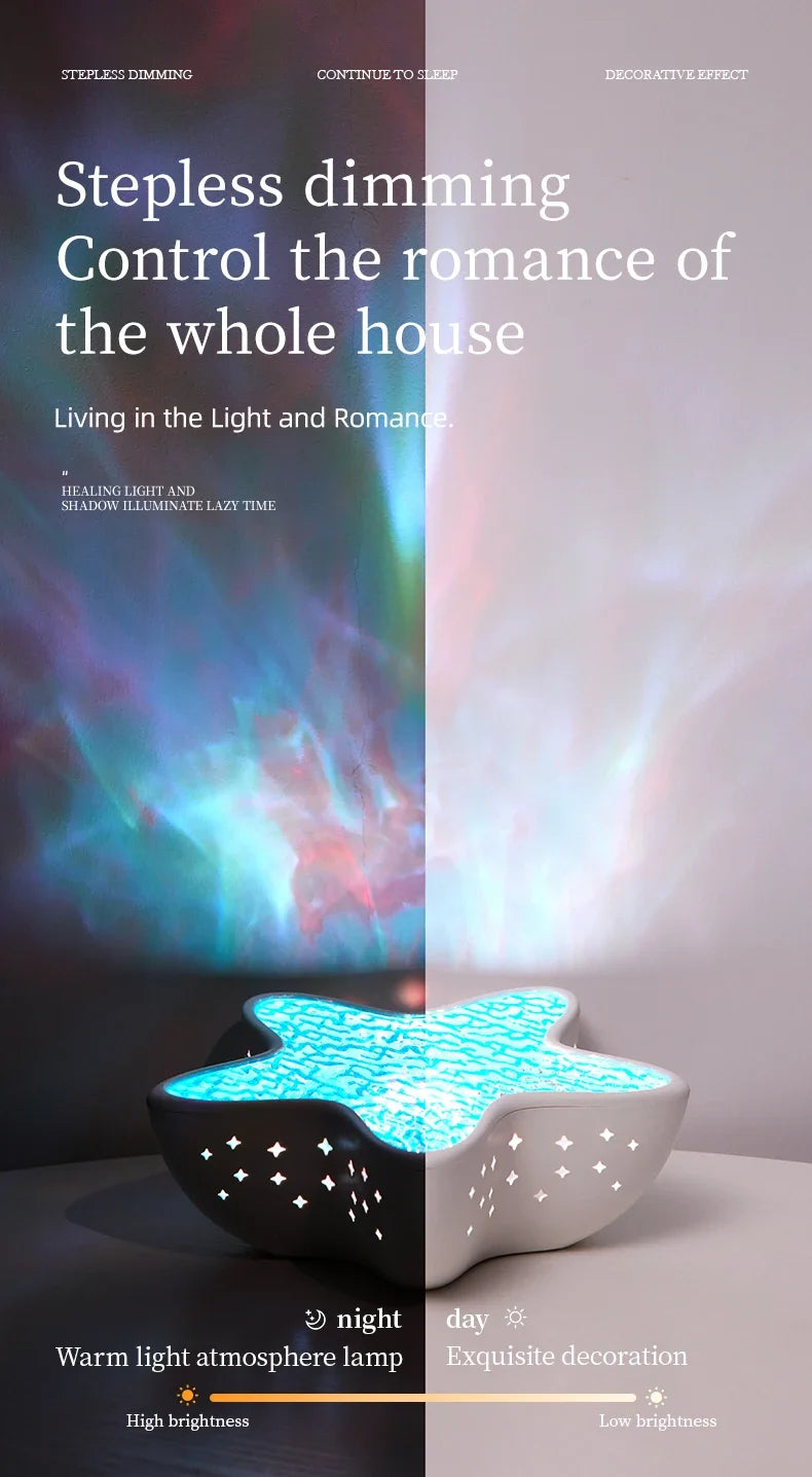 Starfish LED Night Light Rechargeable Table Lamp Northern Ocean Wave Projector Lights Romantic For Bedroom Desk Festival Decor