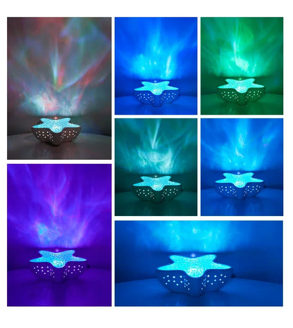 Starfish LED Night Light Rechargeable Table Lamp Northern Ocean Wave Projector Lights Romantic For Bedroom Desk Festival Decor