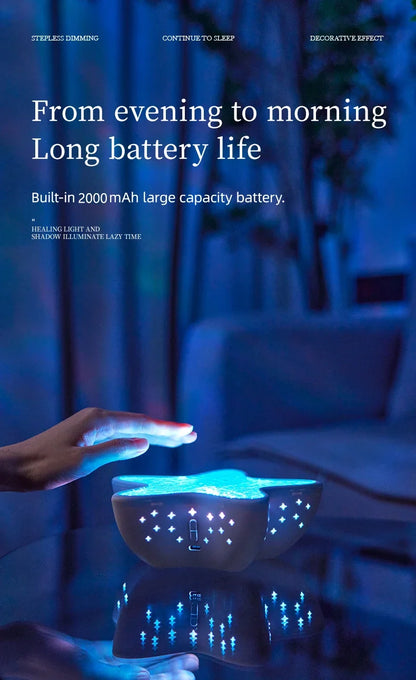 Starfish LED Night Light Rechargeable Table Lamp Northern Ocean Wave Projector Lights Romantic For Bedroom Desk Festival Decor