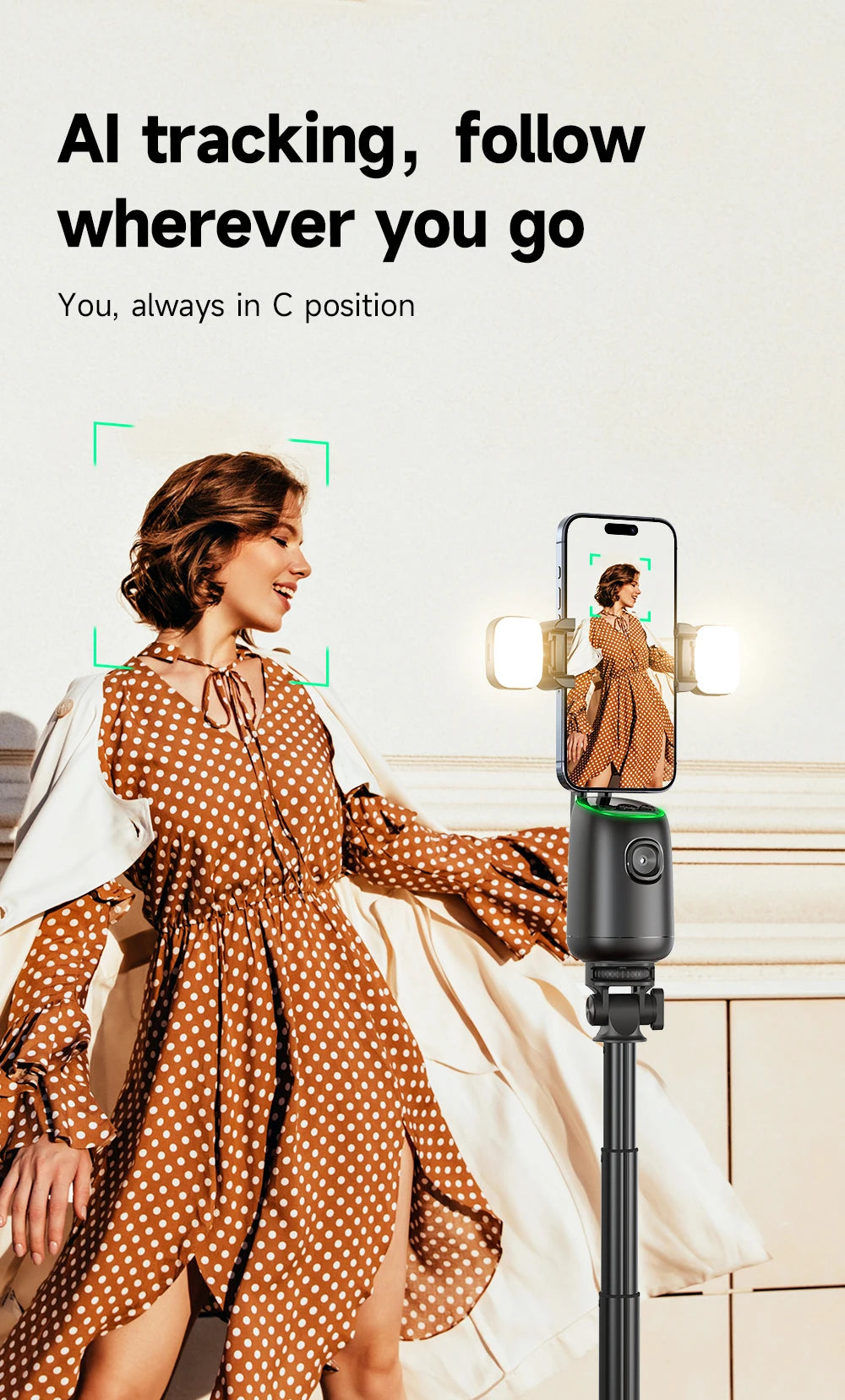 AI Smart Gimbal 360° Auto Follow-Up Face Tracking