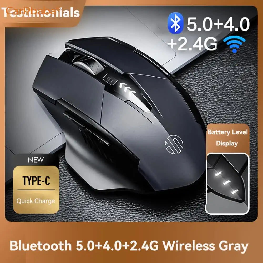 PM6 Wireless Mouse Rechargeable 2.4GHz USB Office Mute Bluetooth Mouse 6 High Effecient Buttons For PC Laptop Tablet Mobile